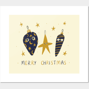 Merry Christmas Celestial Baubles Posters and Art